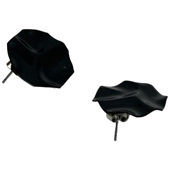 Vintage Black Circle Post Earrings - Picture 3 of 9